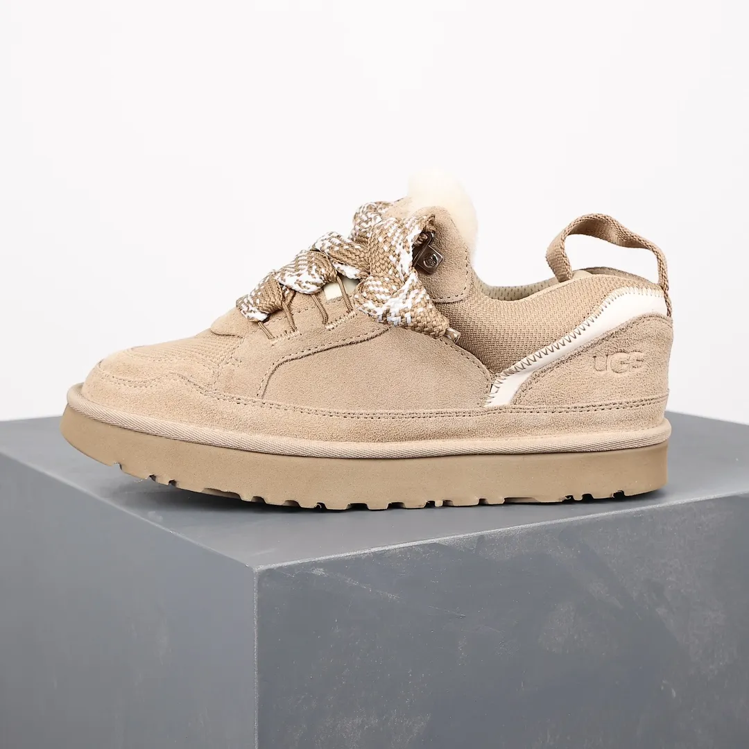 Pick up locally 💰680 Core recommended good price UGG versatile items 2023 new Highland series Polyester fiber mesh lining 10mm plush lining Insole Recycled ballistic canvas mesh Suede leather upper two-color flat shoelaces EVA outsole Lowmel Mel casual shoes Size: 35 36 37 38 39 40 41 42 43 44 45